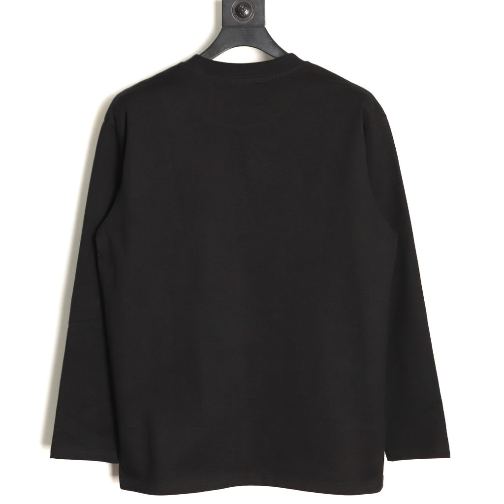 Burberry Check Equestrian Graphic Long-Sleeve Top - Black