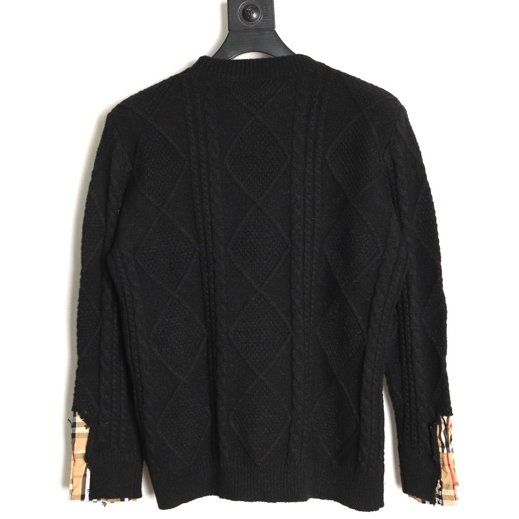 Burberry Layered-Look Check-Detail Crewneck Sweater - Black