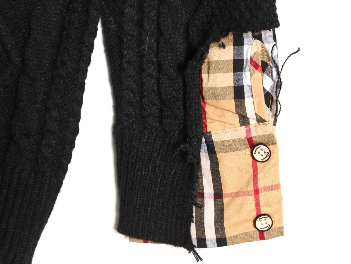 Burberry Layered-Look Check-Detail Crewneck Sweater - Black