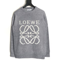 Loewe Anagram and Lettering Crewneck Knit Sweater - Gray