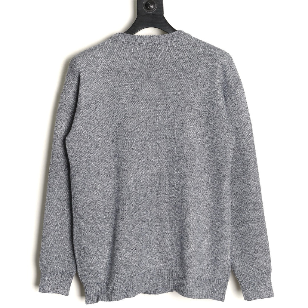 Loewe Anagram and Lettering Crewneck Knit Sweater - Gray