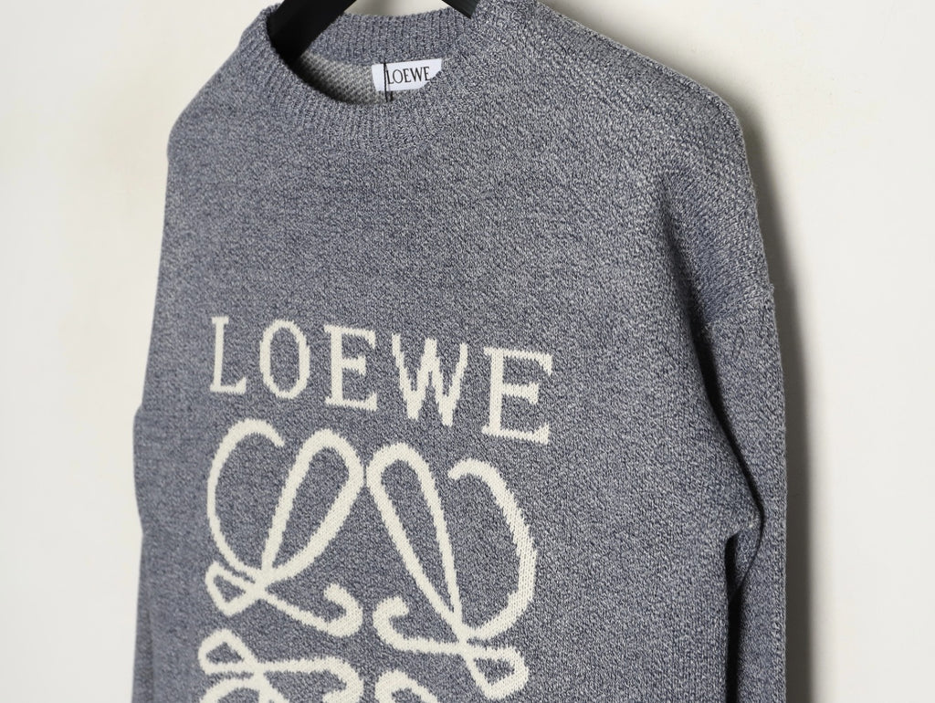 Loewe Anagram and Lettering Crewneck Knit Sweater - Gray