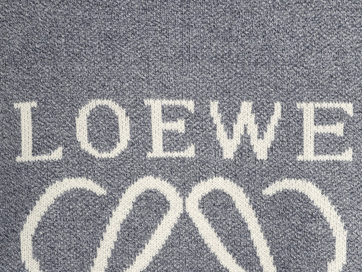 Loewe Anagram and Lettering Crewneck Knit Sweater - Gray
