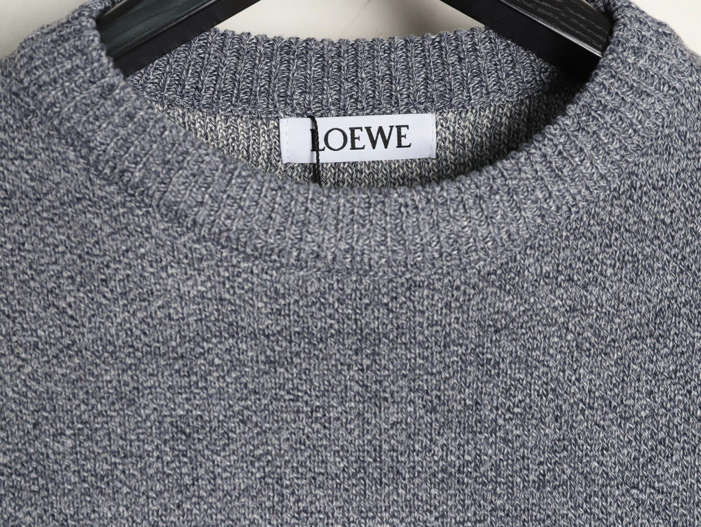Loewe Anagram and Lettering Crewneck Knit Sweater - Gray