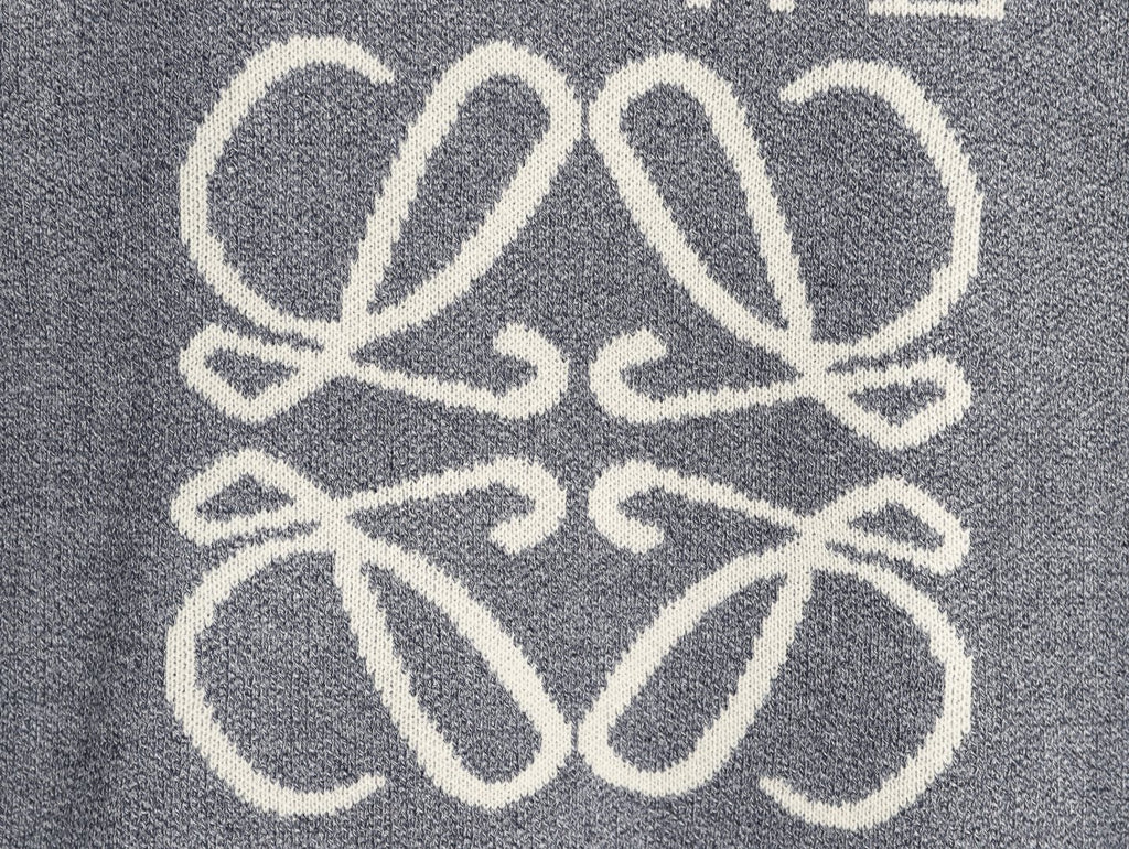 Loewe Anagram and Lettering Crewneck Knit Sweater - Gray