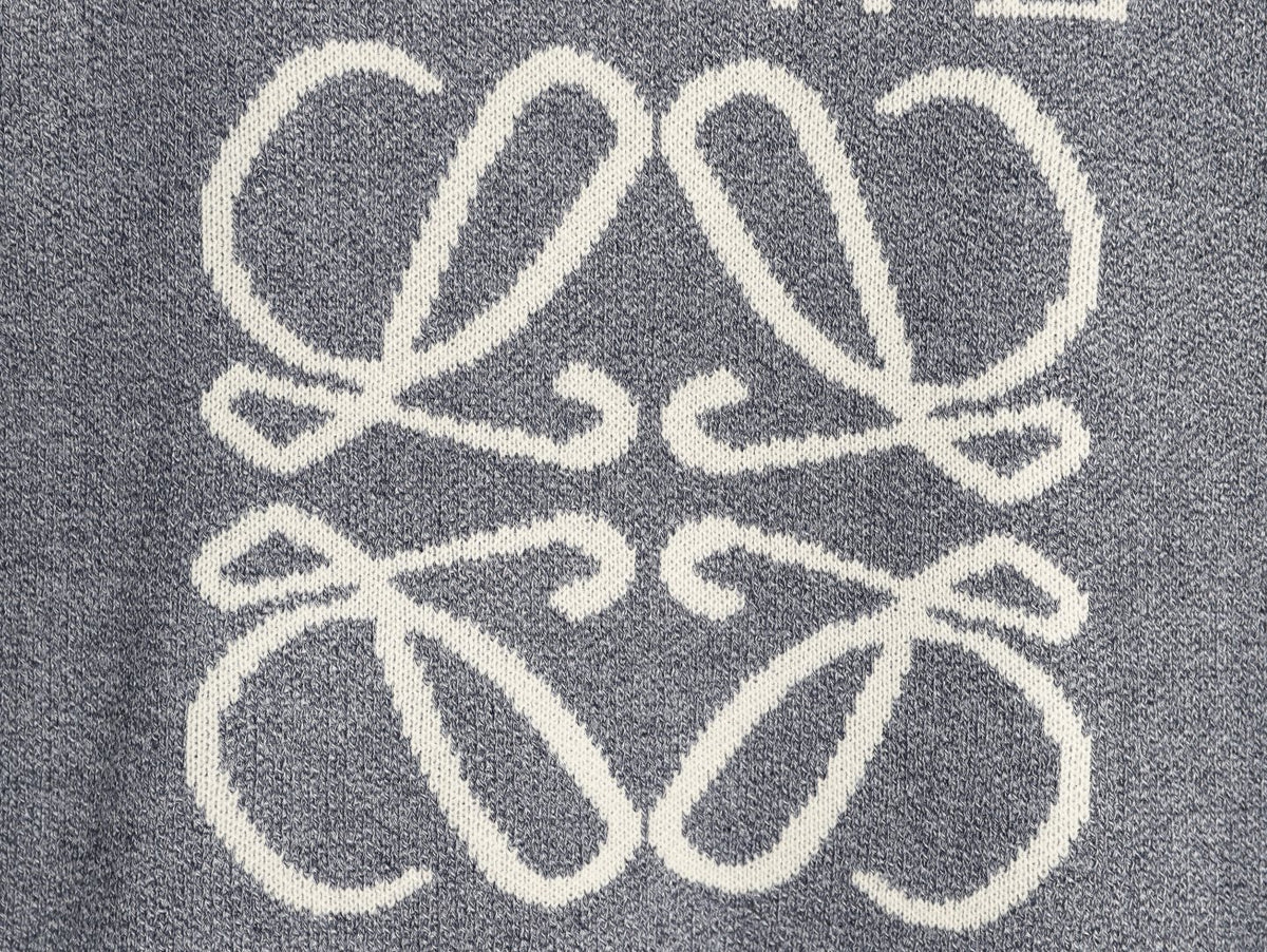 Loewe Anagram and Lettering Crewneck Knit Sweater - Gray
