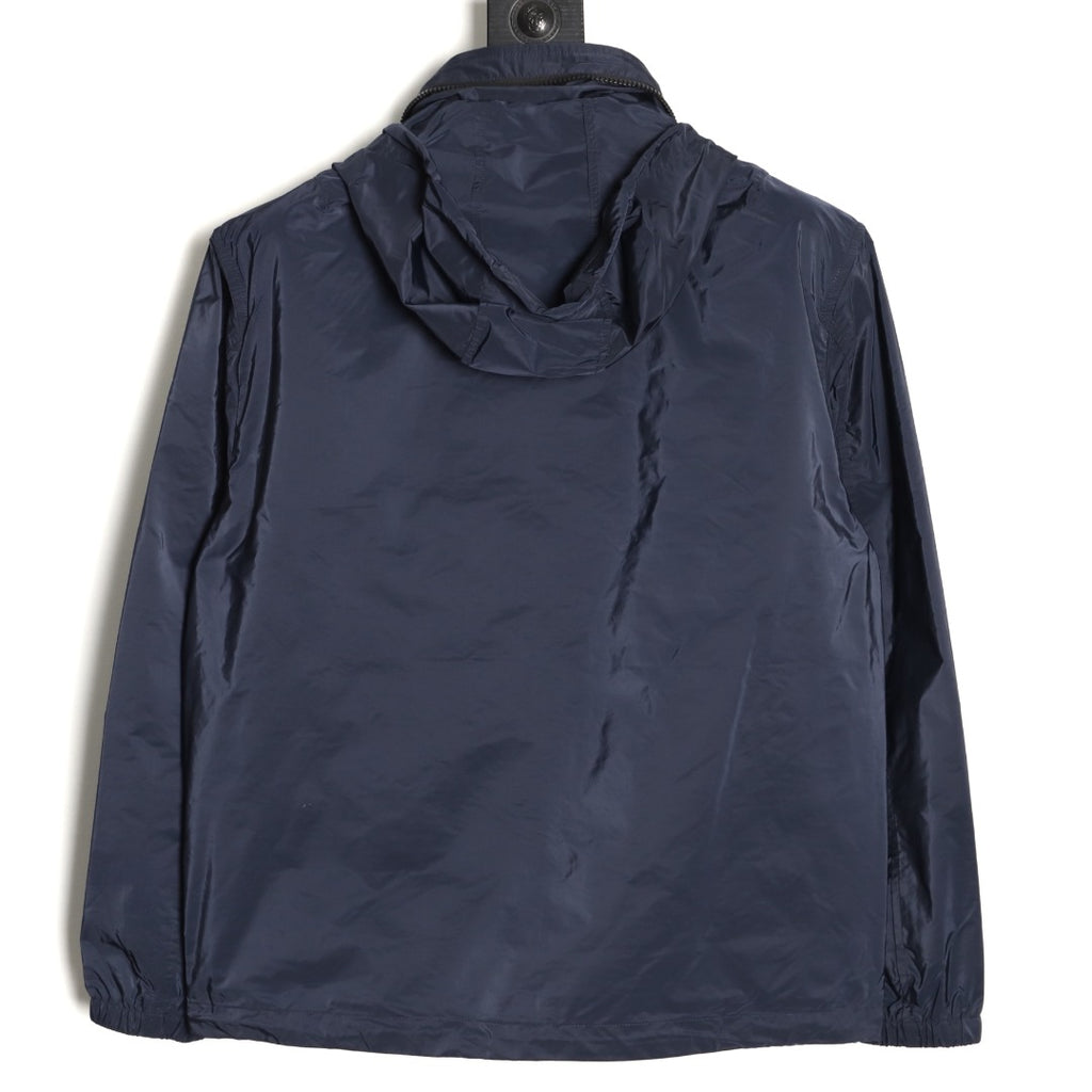 Burberry Flocked Equestrian Knight Embroidered Hooded Jacket - Dark Navy