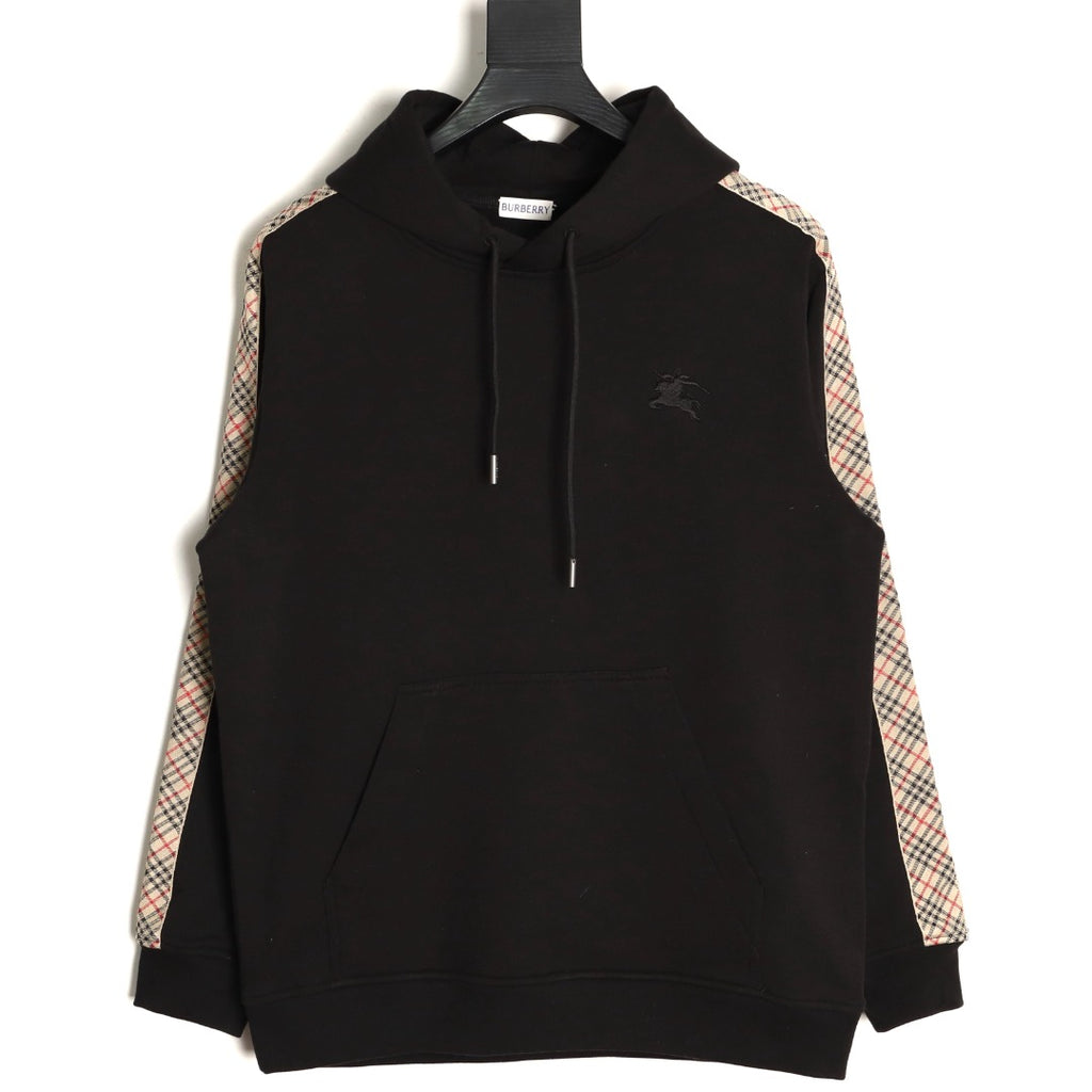 Burberry Check Tape Pullover Hoodie - Black