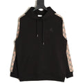 Burberry Check Tape Pullover Hoodie - Black