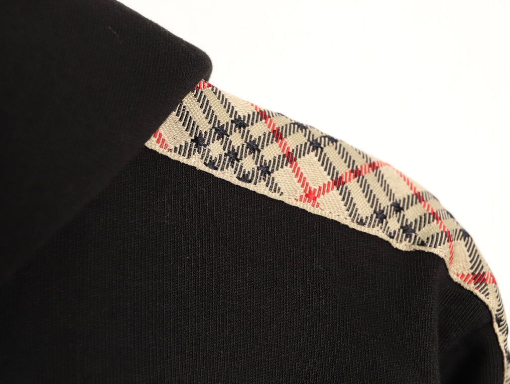Burberry Check Tape Pullover Hoodie - Black