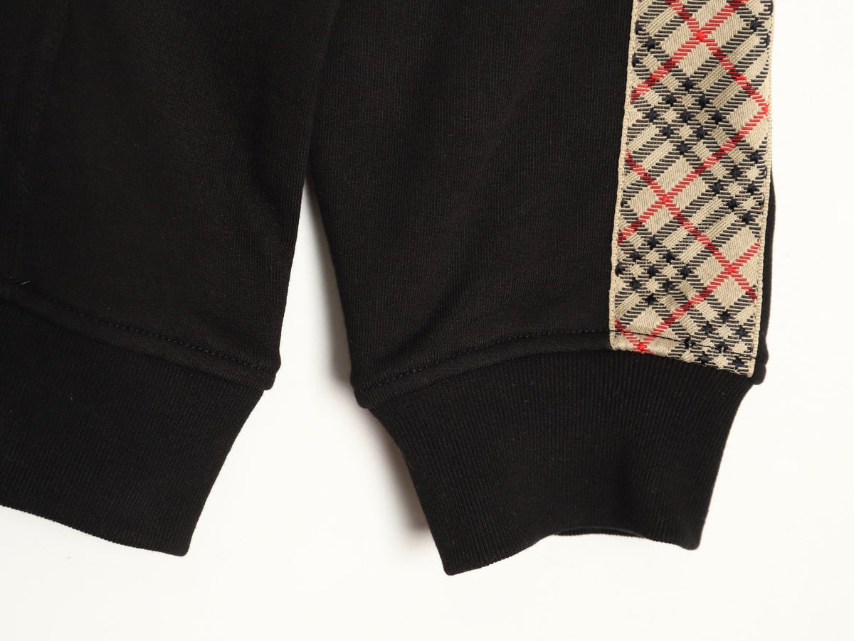 Burberry Check Tape Pullover Hoodie - Black