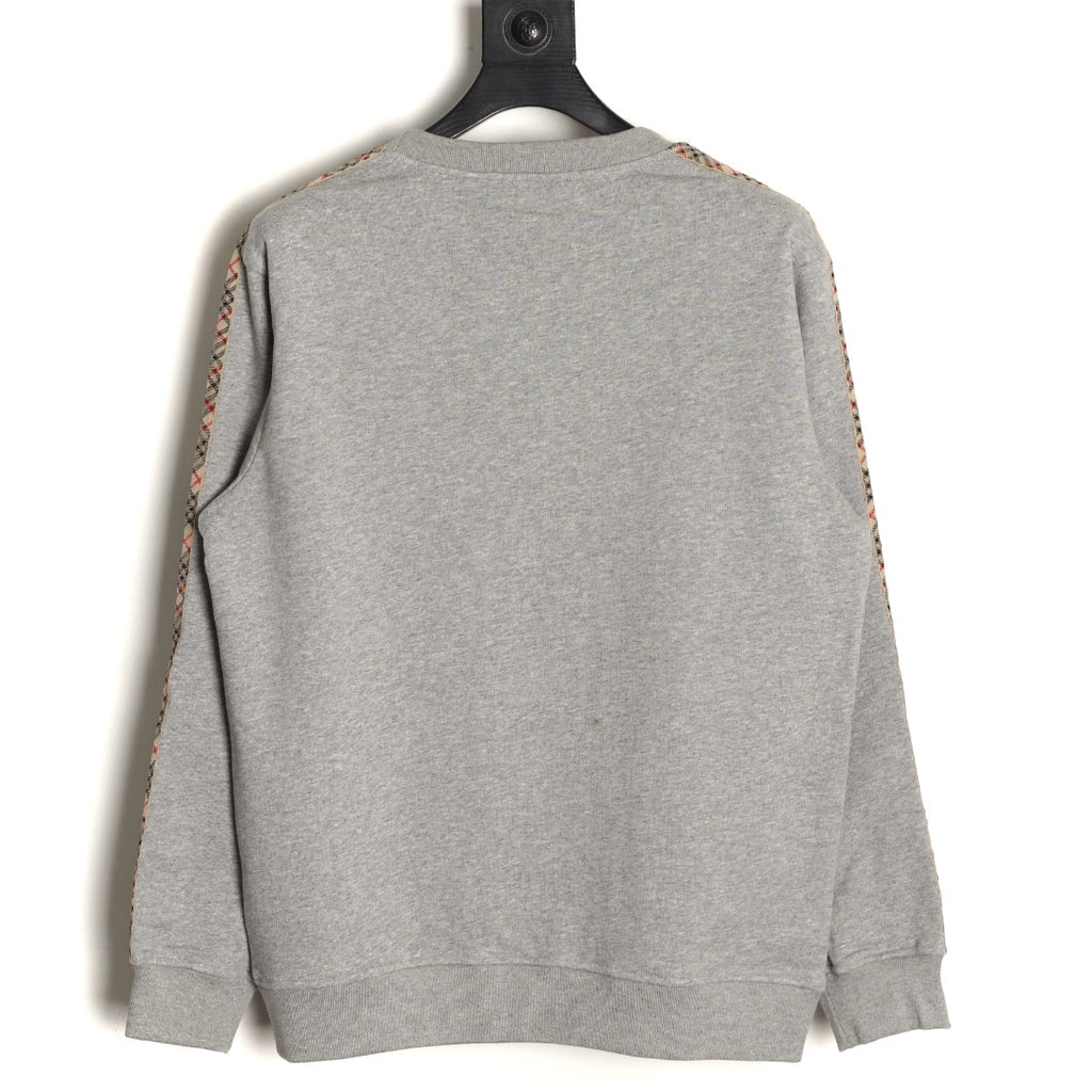 Burberry Check Tape Crewneck Sweatshirt - Gray