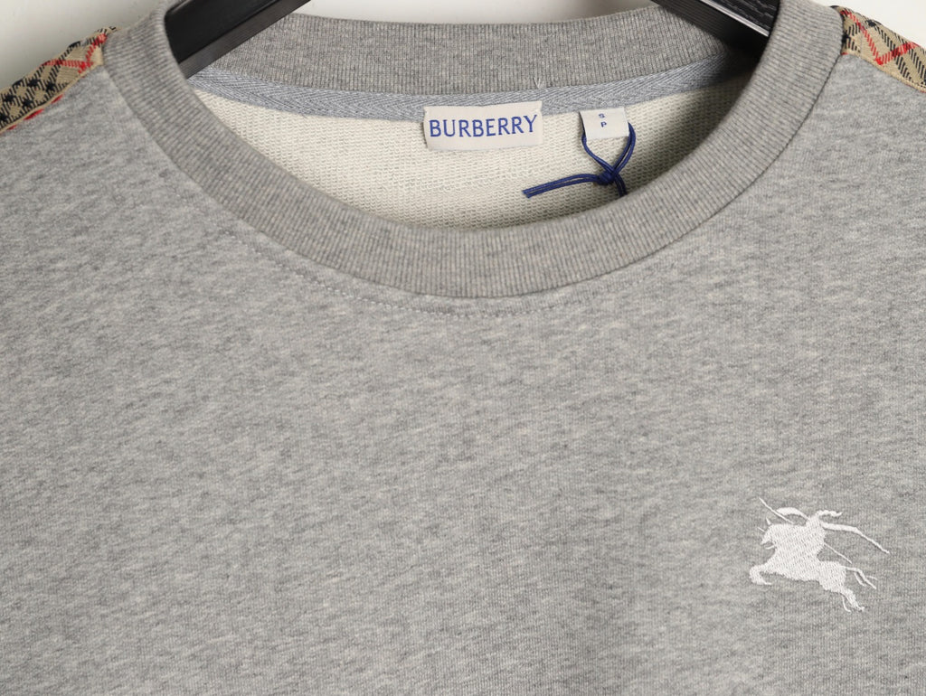 Burberry Check Tape Crewneck Sweatshirt - Gray