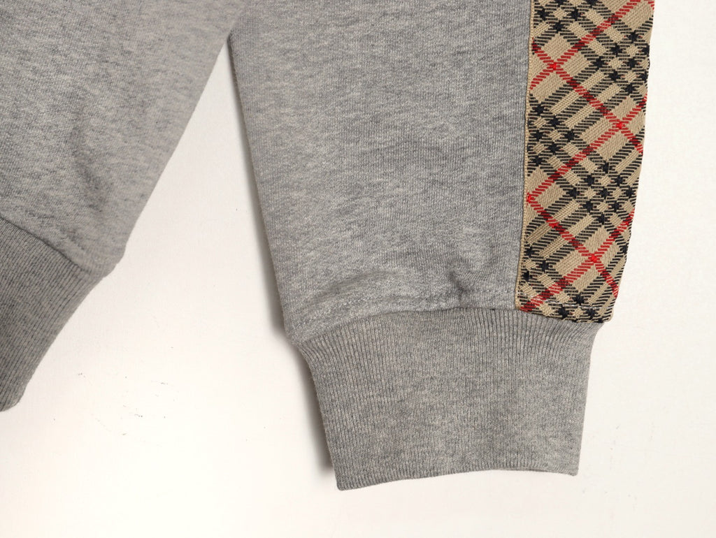 Burberry Check Tape Crewneck Sweatshirt - Gray
