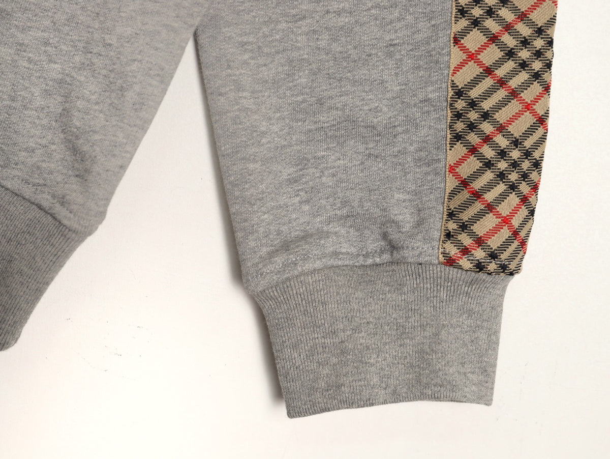 Burberry Check Tape Crewneck Sweatshirt - Gray
