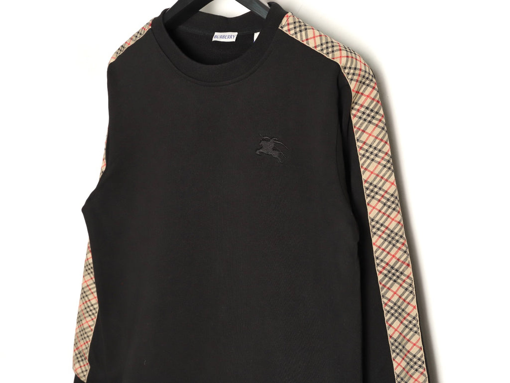 Burberry Check-Trim Crewneck Sweatshirt - Black