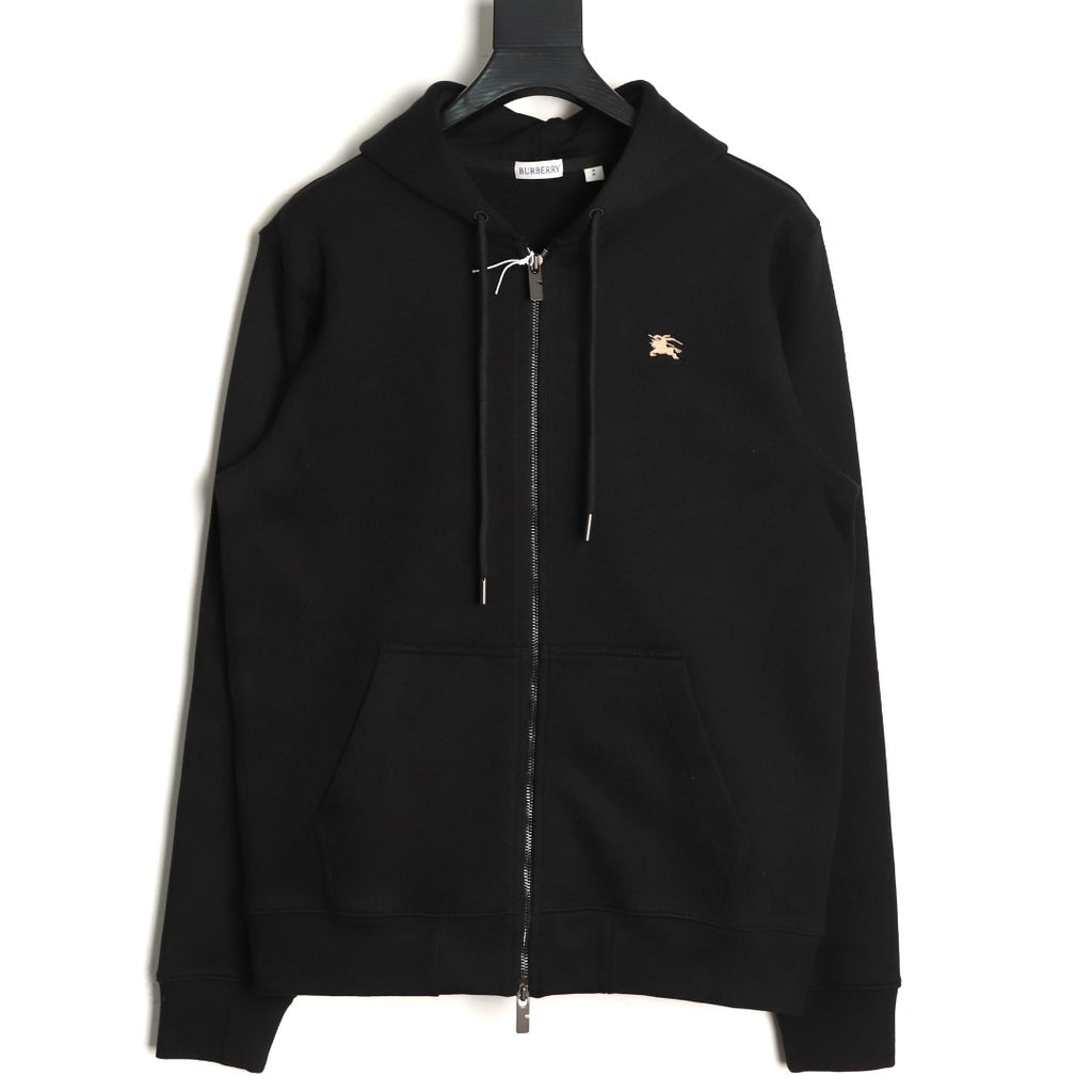 Burberry Oval Equestrian Back-Graphic Zip Hoodie - Black