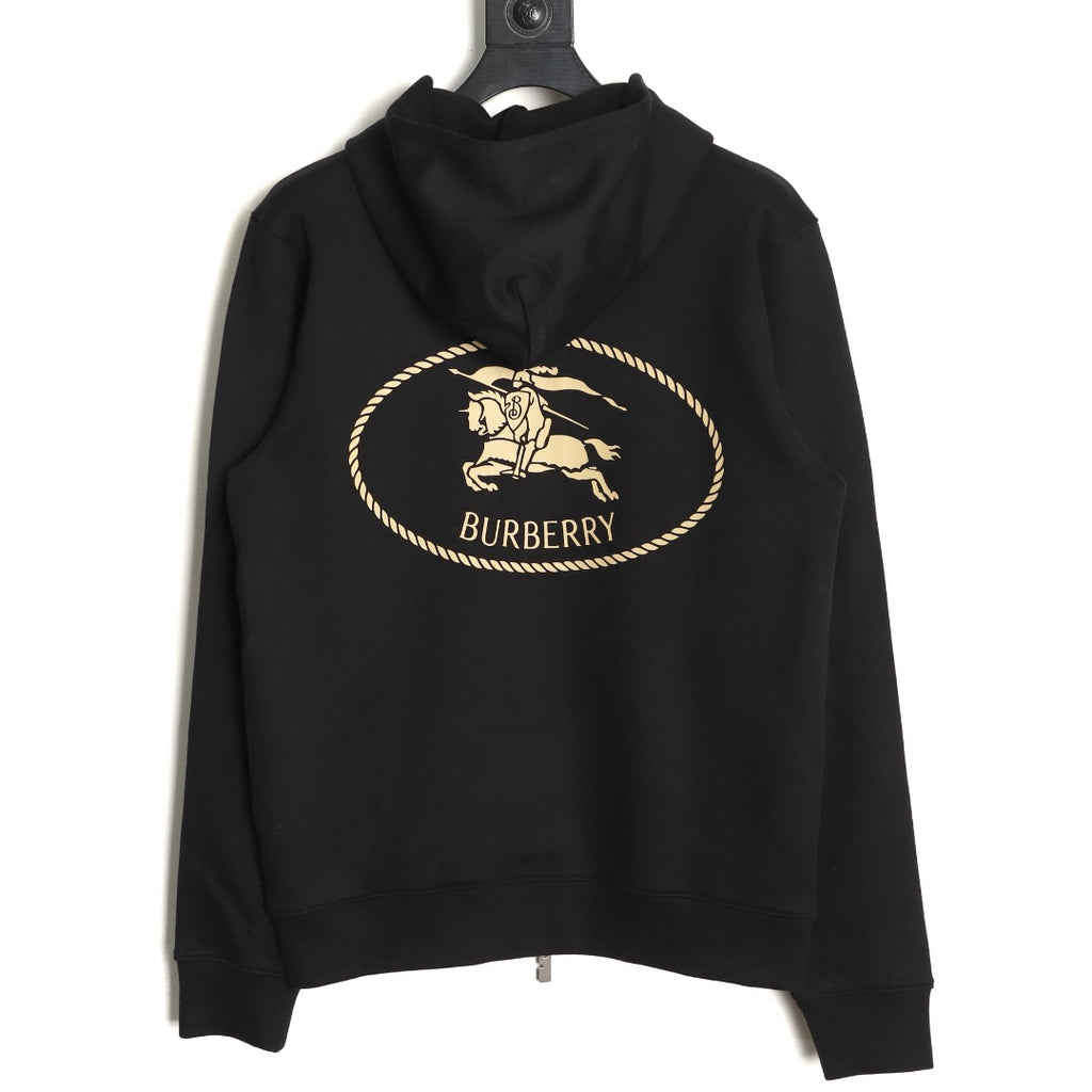 Burberry Oval Equestrian Back-Graphic Zip Hoodie - Black