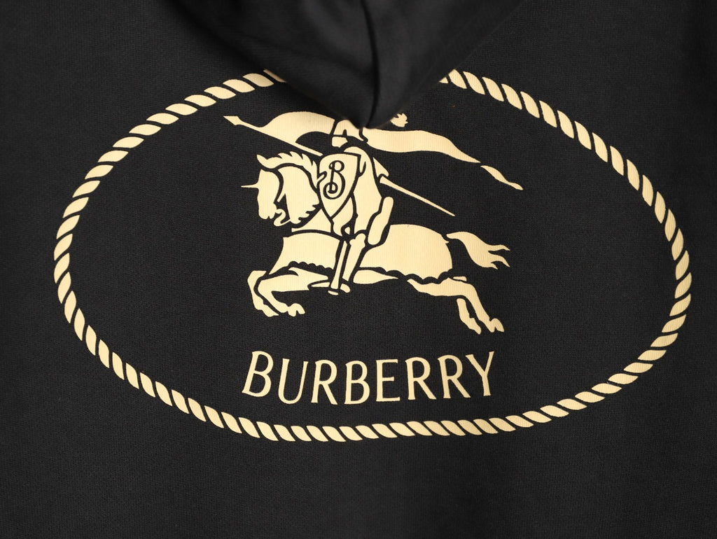 Burberry Oval Equestrian Back-Graphic Zip Hoodie - Black