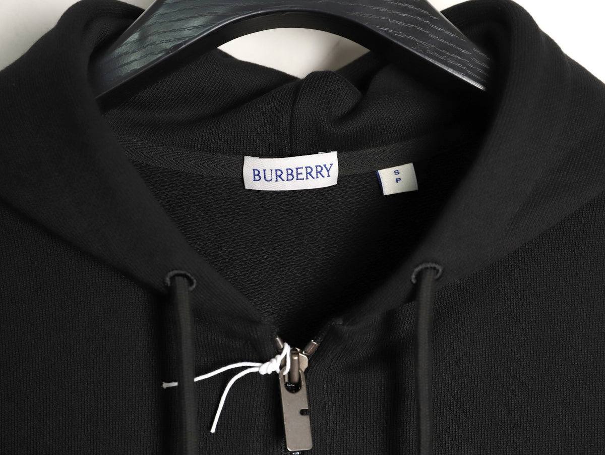Burberry Oval Equestrian Back-Graphic Zip Hoodie - Black