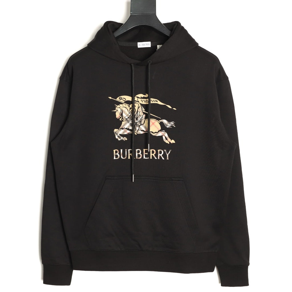Burberry Equestrian Graphic Pullover Hoodie - Black