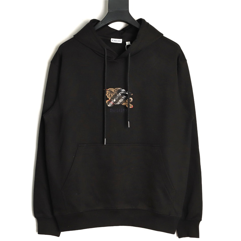 Burberry Equestrian Emblem Pullover Hoodie - Black