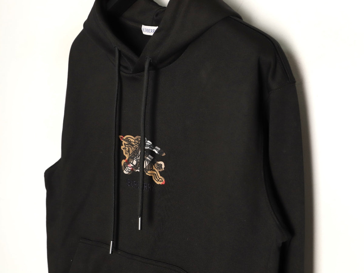 Burberry Equestrian Emblem Pullover Hoodie - Black