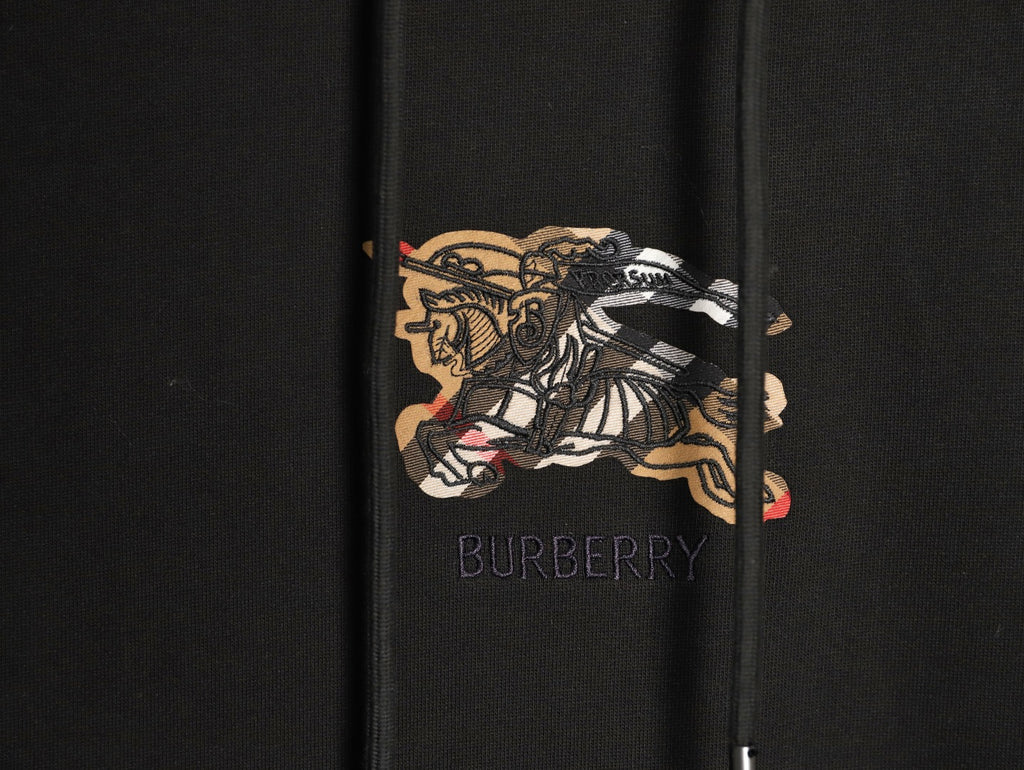 Burberry Equestrian Emblem Pullover Hoodie - Black