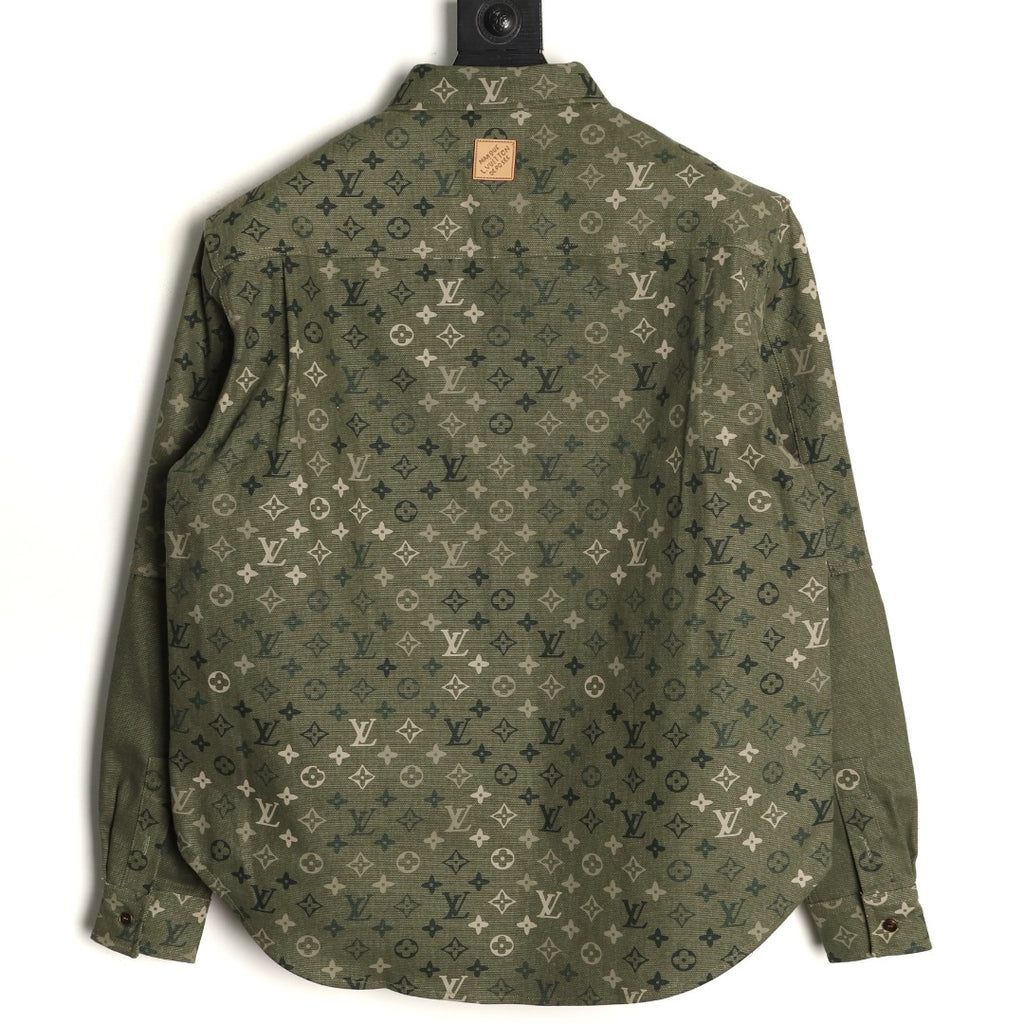 Louis Vuitton Monogram-Style Panelled Shirt Jacket - Olive Green