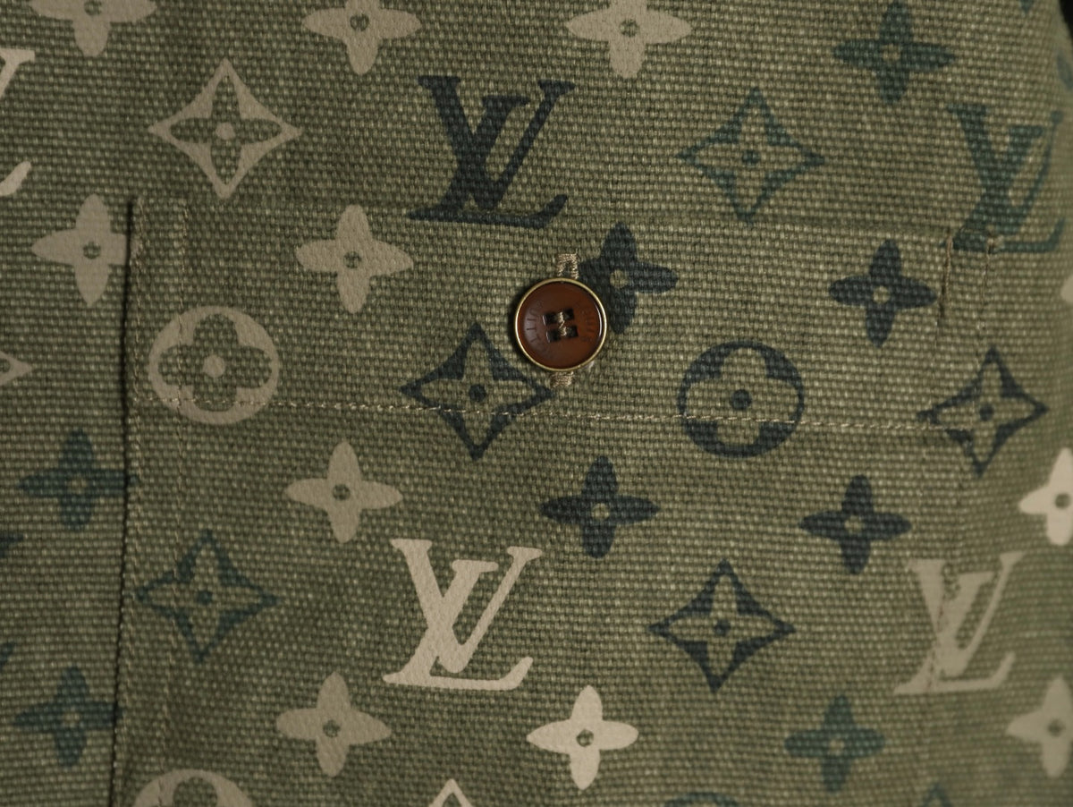 Louis Vuitton Monogram-Style Panelled Shirt Jacket - Olive Green