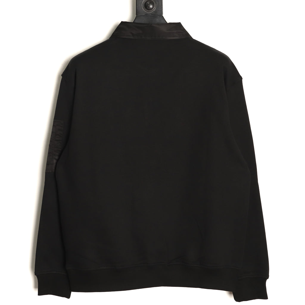 Prada Logo-Detail Collared Half-Zip Sweatshirt - Black