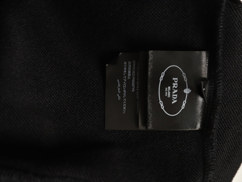 Prada Logo-Detail Collared Half-Zip Sweatshirt - Black