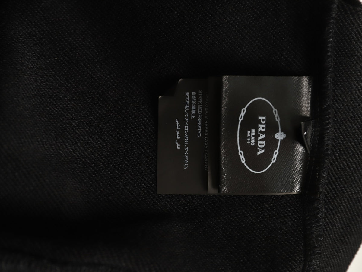Prada Logo-Detail Collared Half-Zip Sweatshirt - Black