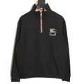 Burberry Equestrian-Detail Collared Half-Zip Sweatshirt - Black