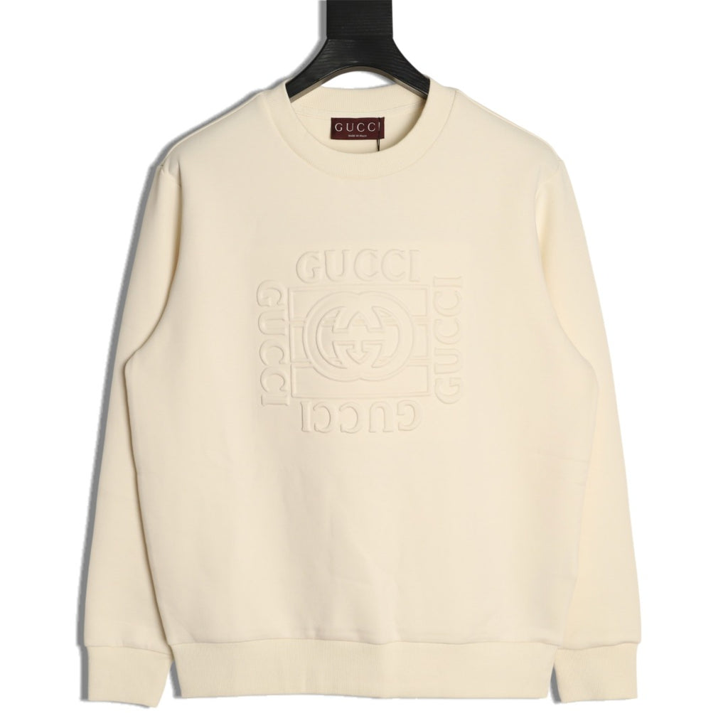 Gucci Interlocking G and Lettering Crewneck Sweatshirt - Cream