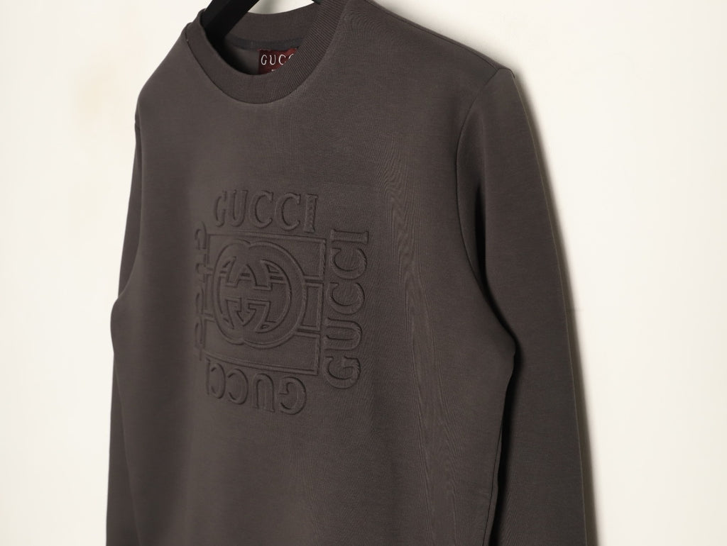Gucci Interlocking G and Lettering Crewneck Sweatshirt - Dark Charcoal