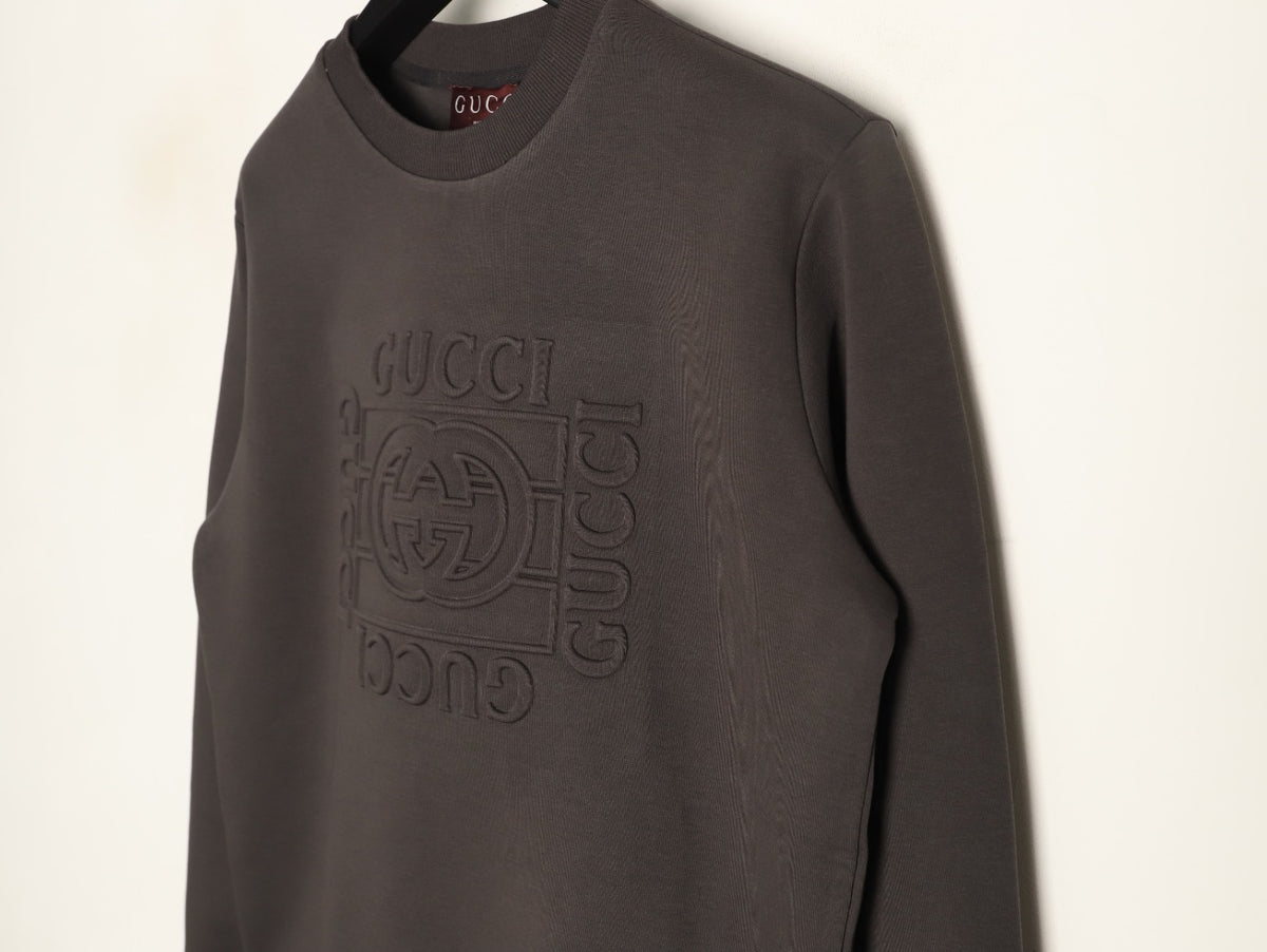 Gucci Interlocking G and Lettering Crewneck Sweatshirt - Dark Charcoal