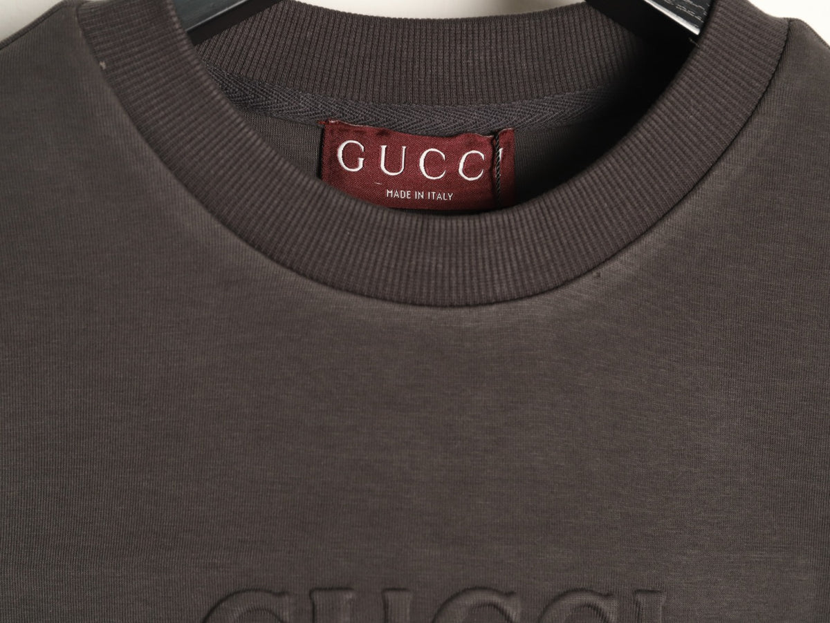 Gucci Interlocking G and Lettering Crewneck Sweatshirt - Dark Charcoal