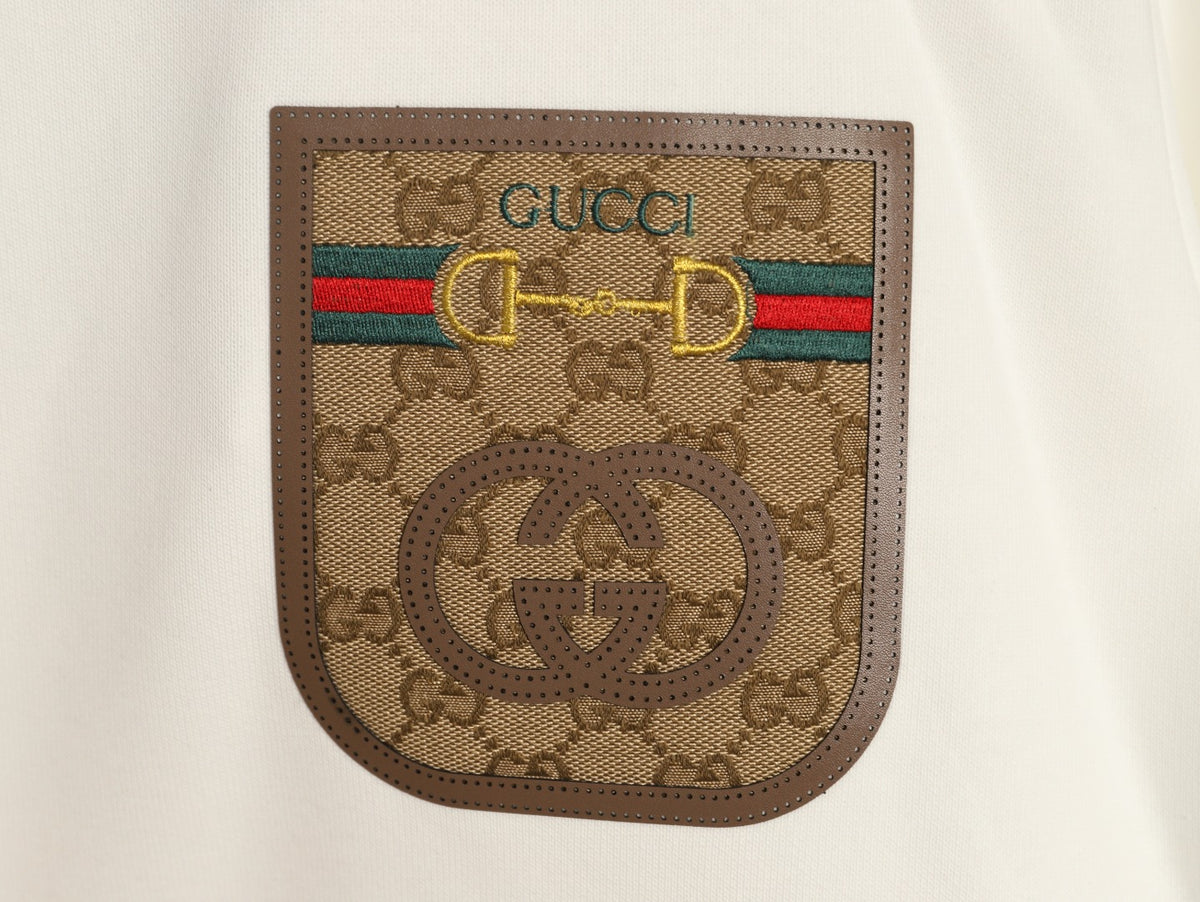 Gucci Monogram-Style Pocket-Patch Crewneck Sweatshirt - Cream