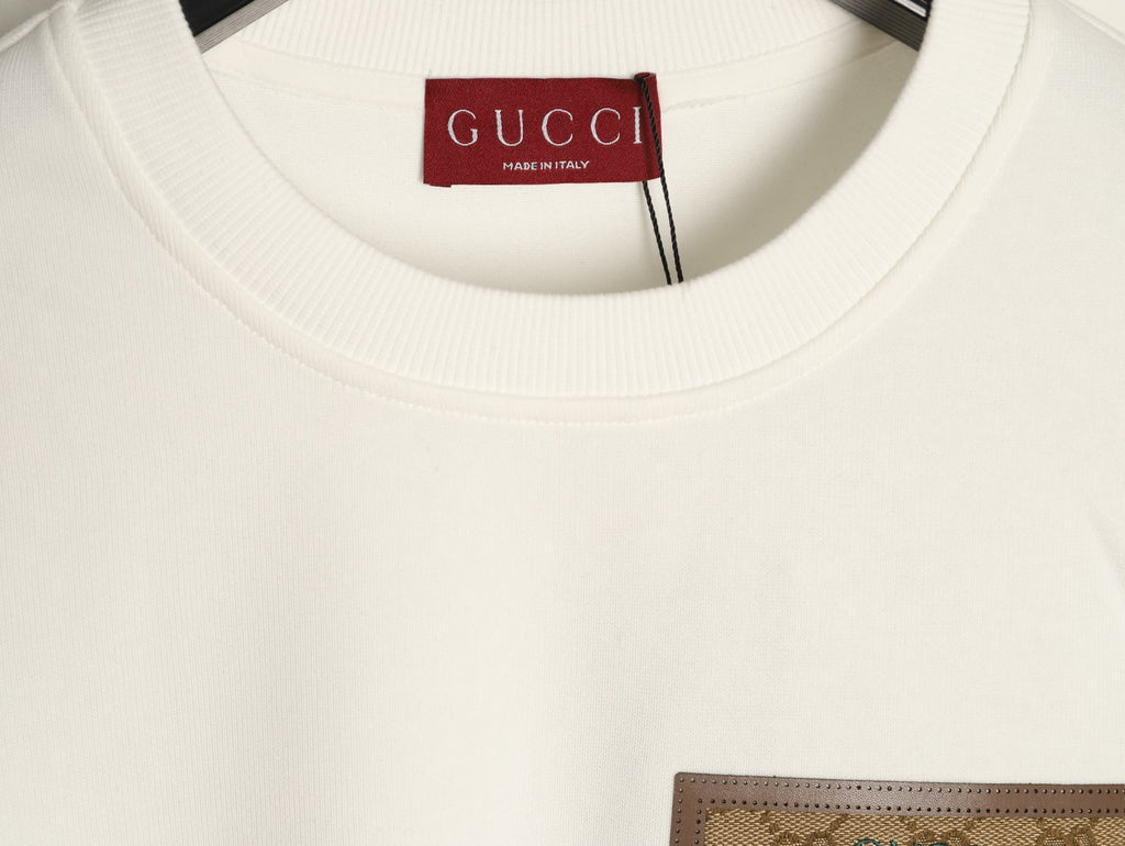 Gucci Monogram-Style Pocket-Patch Crewneck Sweatshirt - Cream