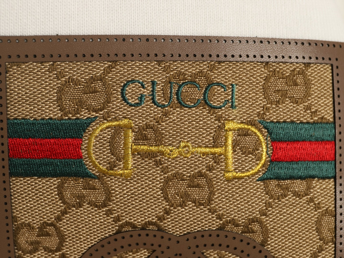 Gucci Monogram-Style Pocket-Patch Crewneck Sweatshirt - Cream