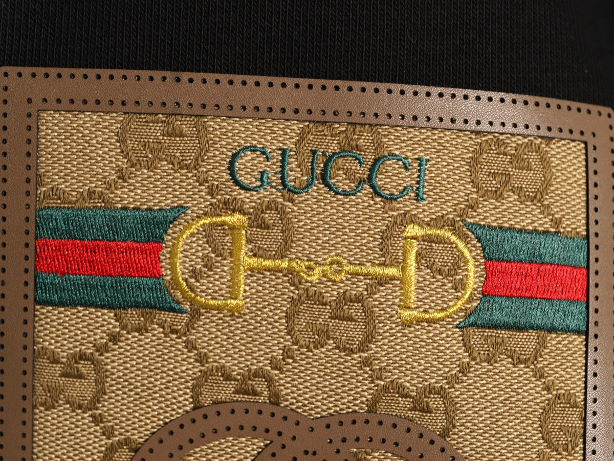 Gucci Monogram-Style Pocket-Patch Crewneck Sweatshirt - Black