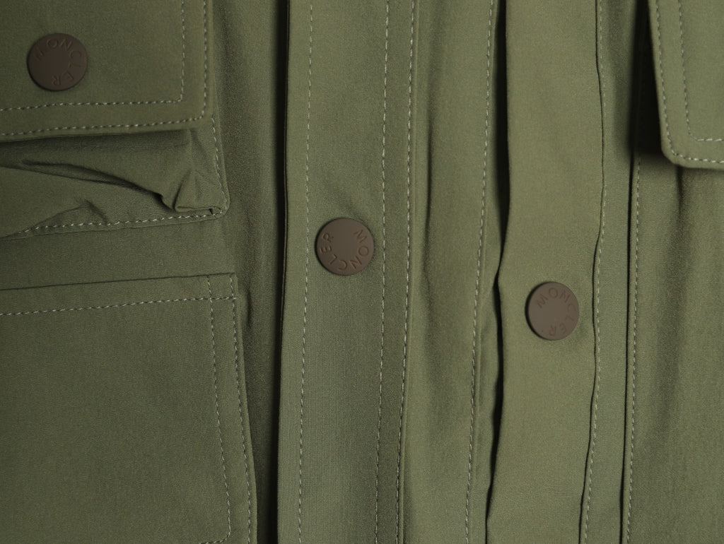 Moncler Utility Shirt-Collar Jacket - Olive Green