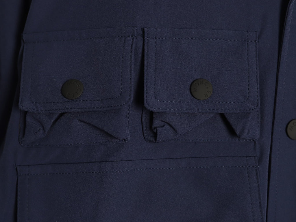 Moncler Utility Shirt-Collar Jacket - Navy