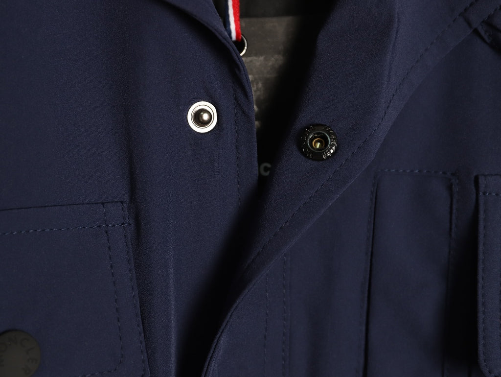 Moncler Utility Shirt-Collar Jacket - Navy