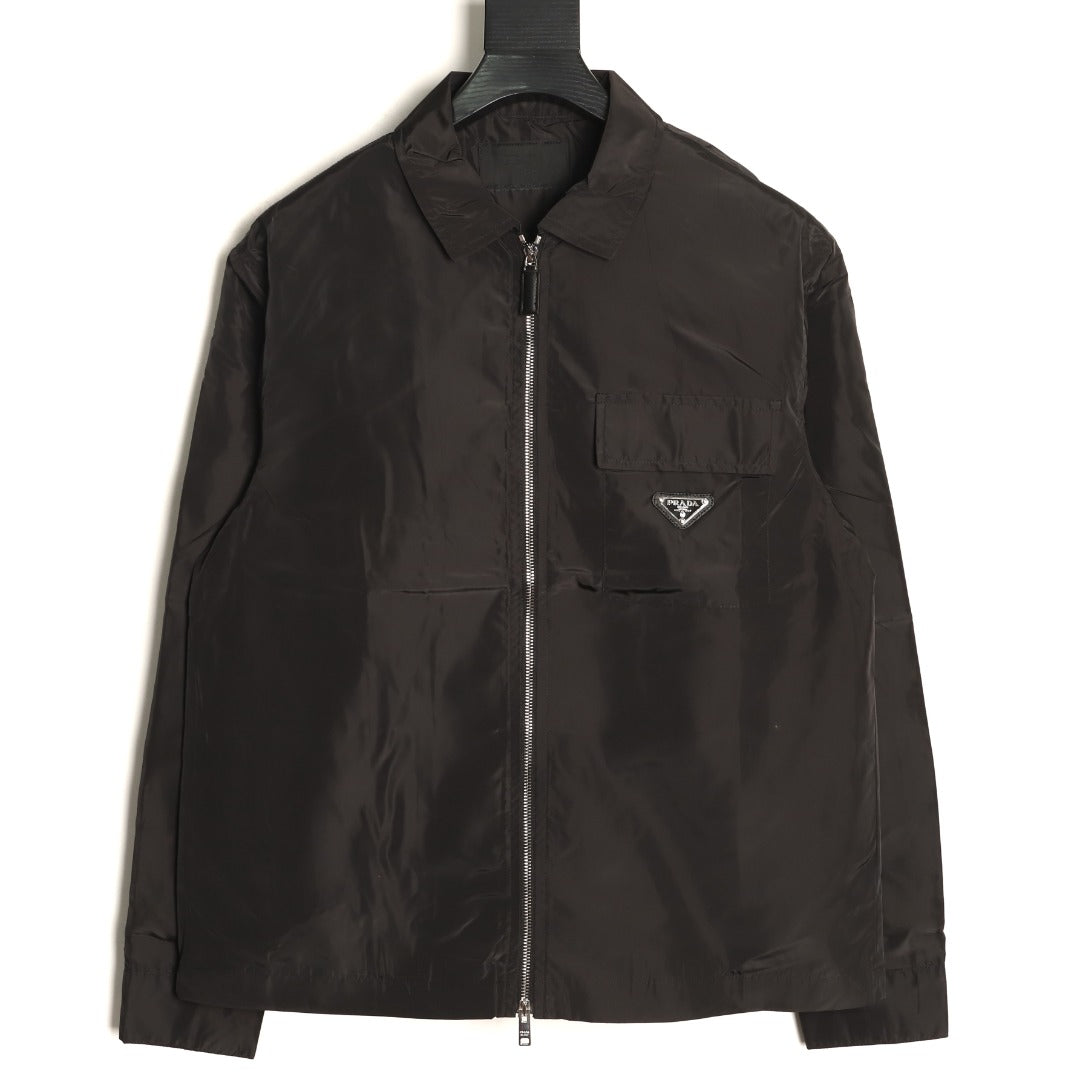 Prada Triangle-Emblem Pocket-Detail Zip Jacket - Black