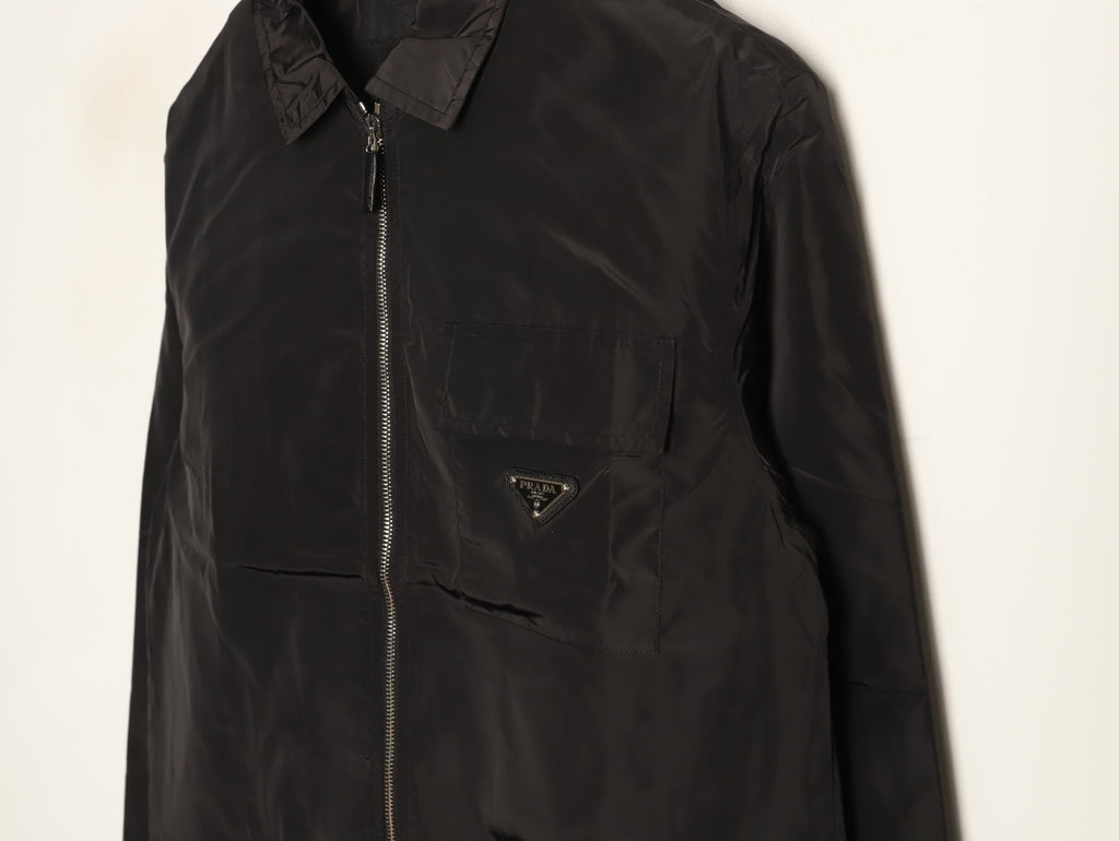 Prada Triangle-Emblem Pocket-Detail Zip Jacket - Black