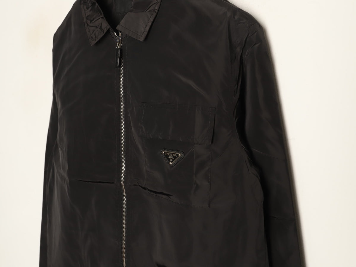 Prada Triangle-Emblem Pocket-Detail Zip Jacket - Black