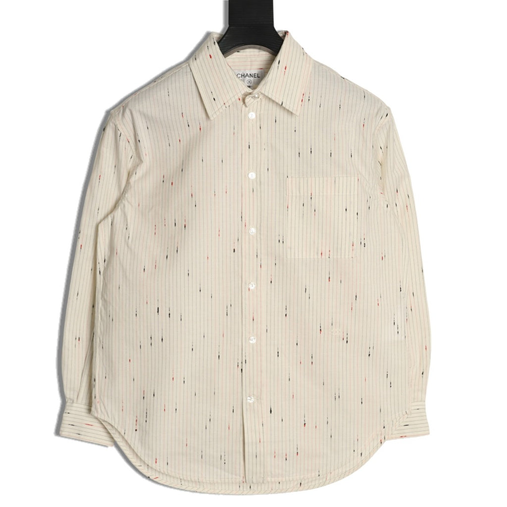 Chanel Stripe and Motif Long-Sleeve Shirt - Cream