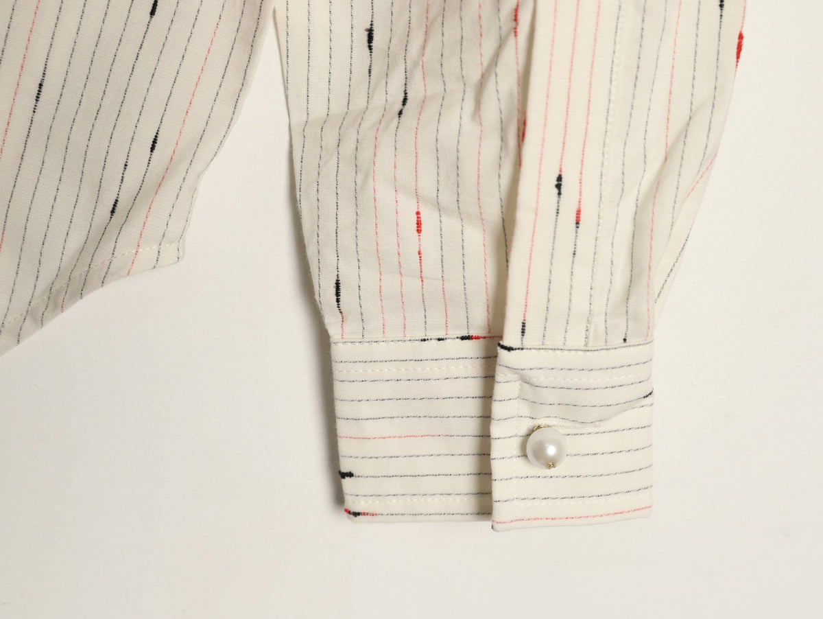Chanel Stripe and Motif Long-Sleeve Shirt - Cream